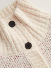 Knit Aztec Colorblock Collar Button Oversized Cardigan