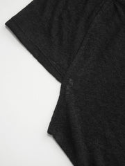 Round Neckline Short Sleeve See-through Button Front Blouse