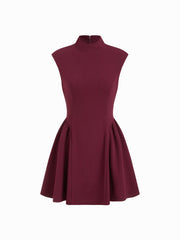 High Neck Ruffle A-line Mini Dress