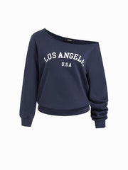 Los Angeles Terry Asymmetrical Neck Oversized Sweatshirt