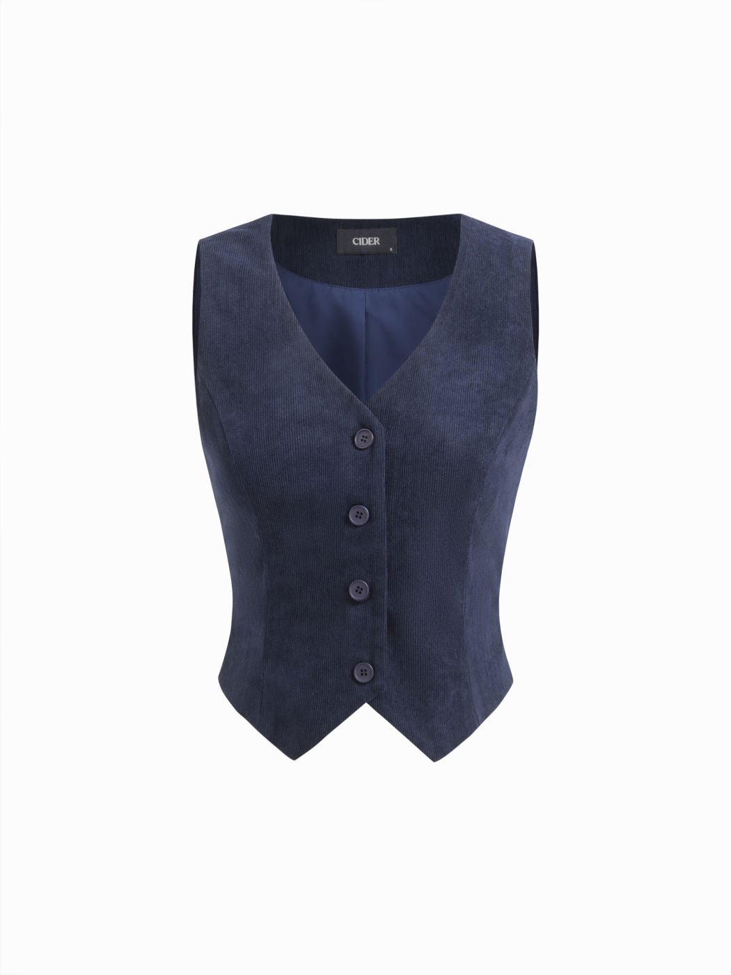 Corduroy V-neck Solid Button Blazer Vest