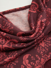 Paisley Print Halter Neckline Ruffle Hem Cami Top With Scarf