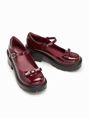 BOWKNOT CHUNKY HEELED LOAFERS