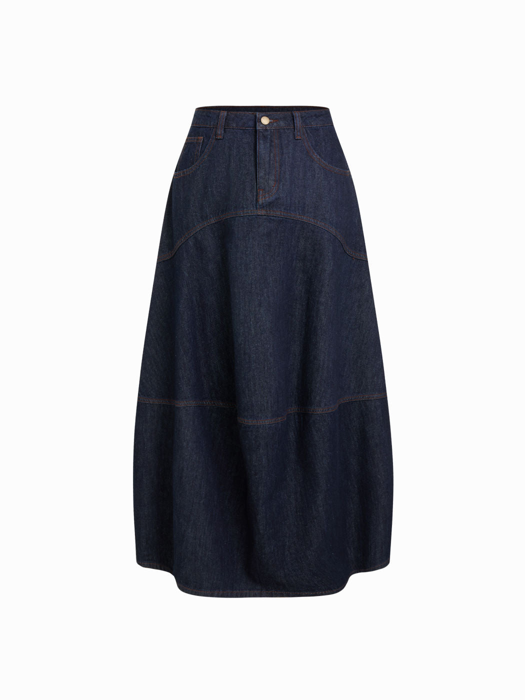 Cider Denim Low Rise Button Maxi Skirt