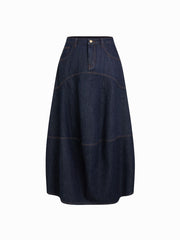 Cider Denim Low Rise Button Maxi Skirt