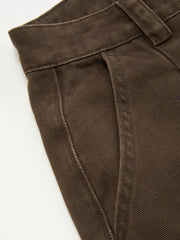 Denim High Waist Pleated Straight Leg Jeans
