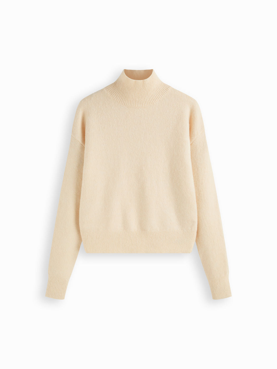 Knit High Neck Solid Long Sleeve Top