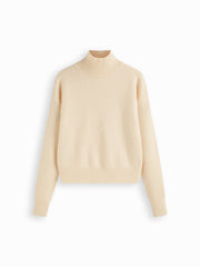 Knit High Neck Solid Long Sleeve Top