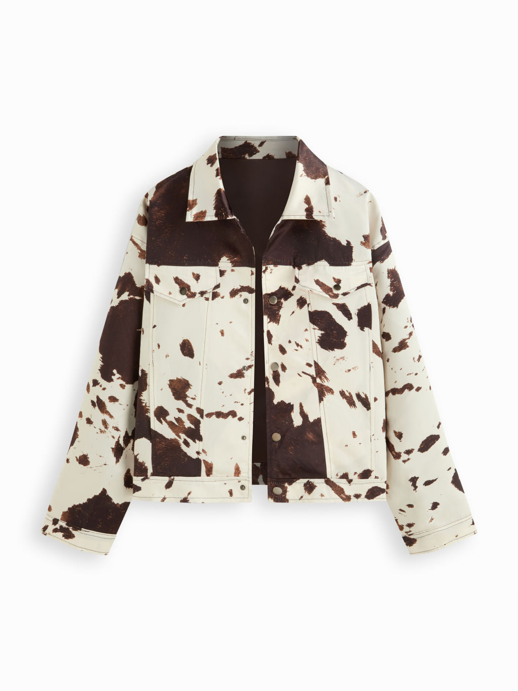 Collar Cow Print Oversized Jacket