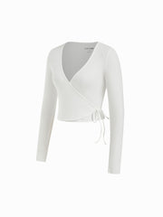 V-neck Solid Active Long Sleeve Top