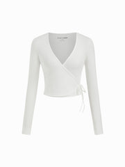 V-neck Solid Active Long Sleeve Top