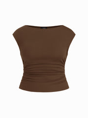 Boat Neck Ruched Tank Top Curve & Plus
