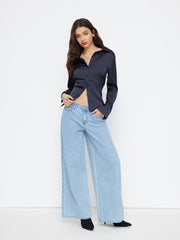 Satin Collar Long Sleeve Shirt