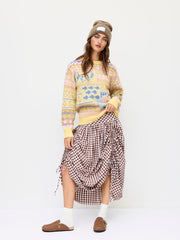 Knit Fish & Shell Pattern Colorblock Oversized Sweater