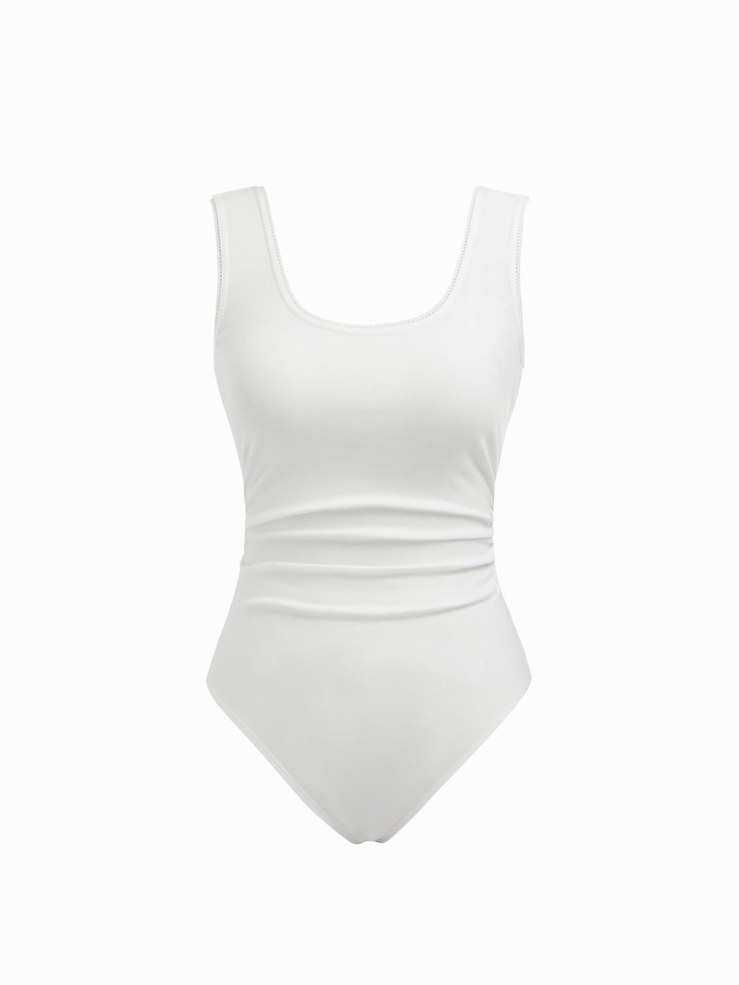 Scoop Neckline Ruched Backless Bodysuit