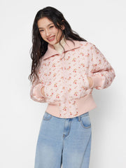 Collar Ditsy Floral Zip Through Jacket