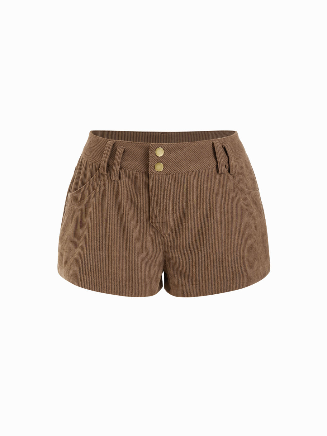 Corduroy Low Rise Leopard Detail Micro Shorts