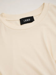 Round Neckline Ruched Metal Detail Long Sleeve Tee