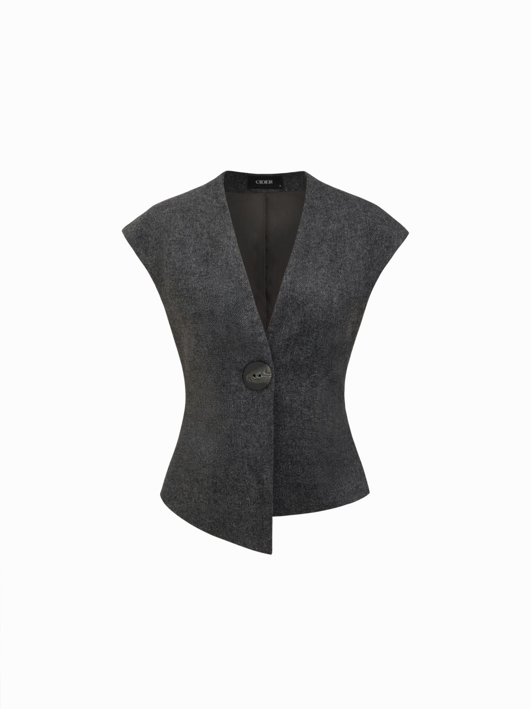 Wool-blend V-neck Button Cropped Blazer Vest