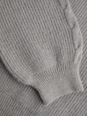 Cable Knit Collar Two Tone Oversized Top Curve & Plus