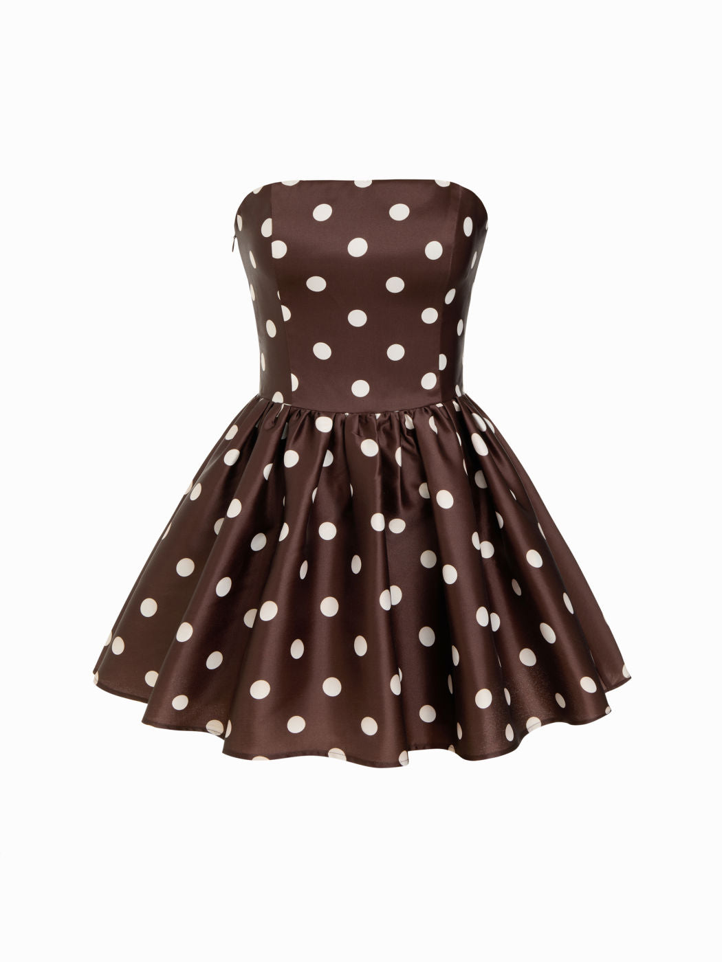 Polka Dot Ruffle Bowknot Shirred Bandeau Mini Dress