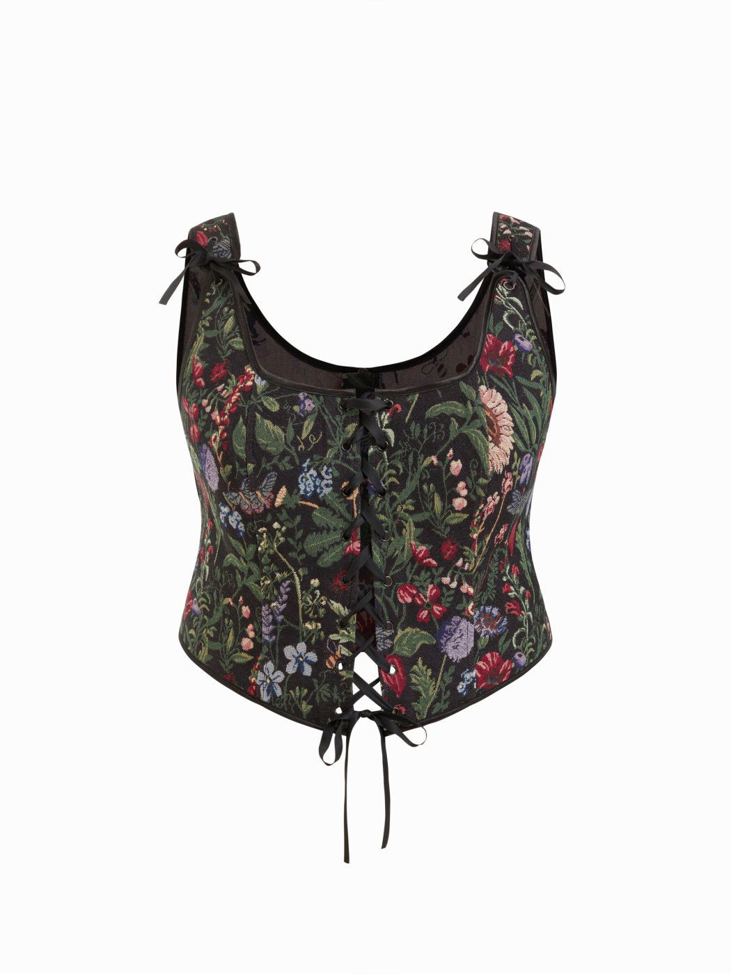 Floral Lace Up Knotted Tank Top Curve & Plus