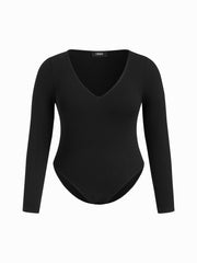 V-neck Solid Bodysuit Curve & Plus