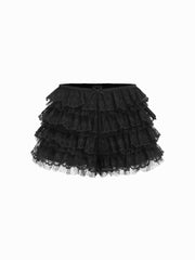 Lace & Ruffle Layered Bloomer Micro Shorts