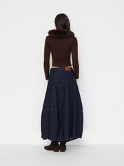 Cider Denim Low Rise Button Maxi Skirt