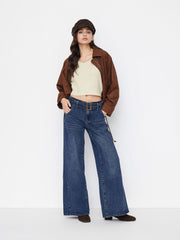 Denim Low Rise Baggy Jeans With Belt