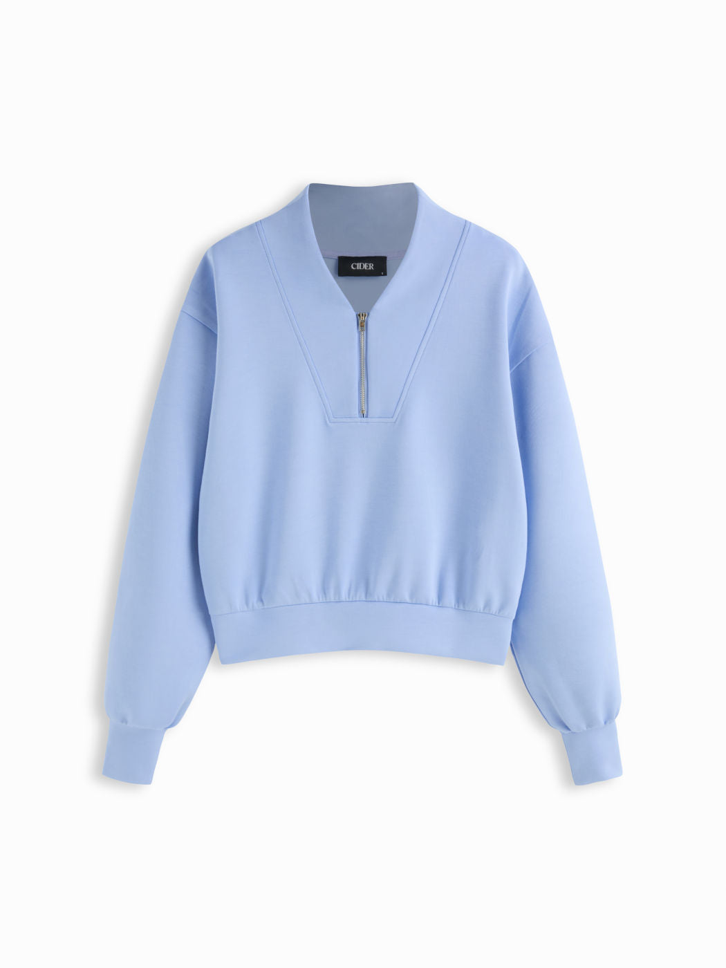 V-neck Solid Half Zip Sweatshirt
