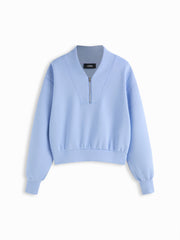 V-neck Solid Half Zip Sweatshirt