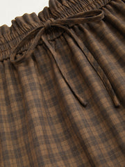 Elastic Waist Check Knotted Tiered Maxi Skirt