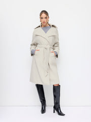 Wool-look Collar Long Sleeve Oversized Coat With Belt