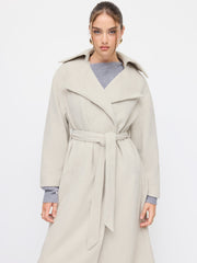 Wool-look Collar Long Sleeve Oversized Coat With Belt