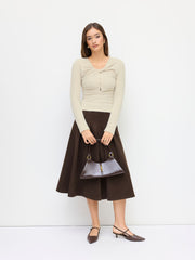 V-neck Long Sleeve Twist Cut Out Top