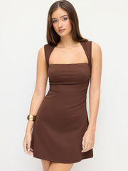 Square Neck Ruched Mini Dress