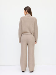Knit Wool-blend Mid Rise Elastic Waist Straight Leg Trousers
