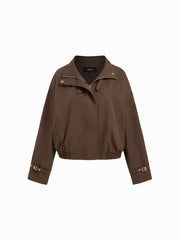 Cotton High Neck Zip Through Windbreaker