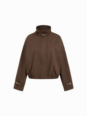 Cotton High Neck Zip Through Windbreaker