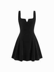 Velvet V-neck Ruffle Mini Dress