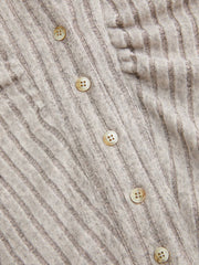 Textured Collar Ruched Long Sleeve Shirt