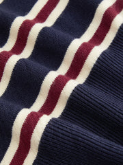 Knit Asymmetrical Neck Striped Sweater