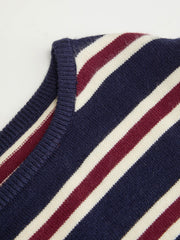 Knit Asymmetrical Neck Striped Sweater