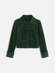 Corduroy Collar Button Roll-up Sleeve Jacket