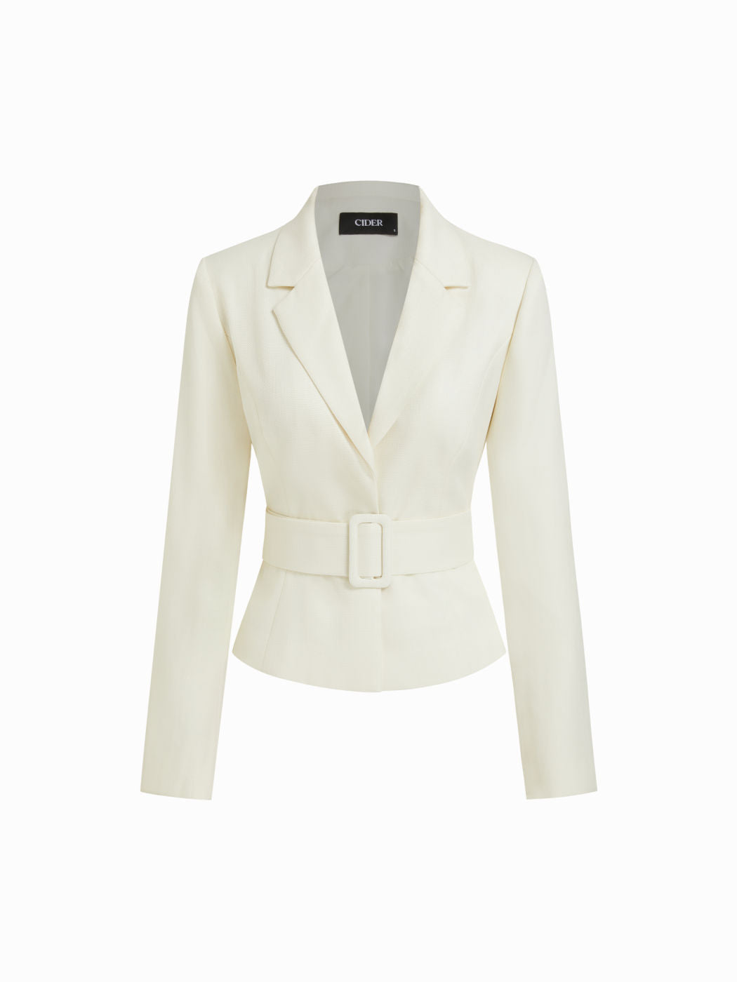 V-neck Solid Buckle Long Sleeve Cropped Blazer With Belt