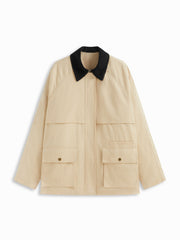 Contrasting Collar Oversized Barn Jacket