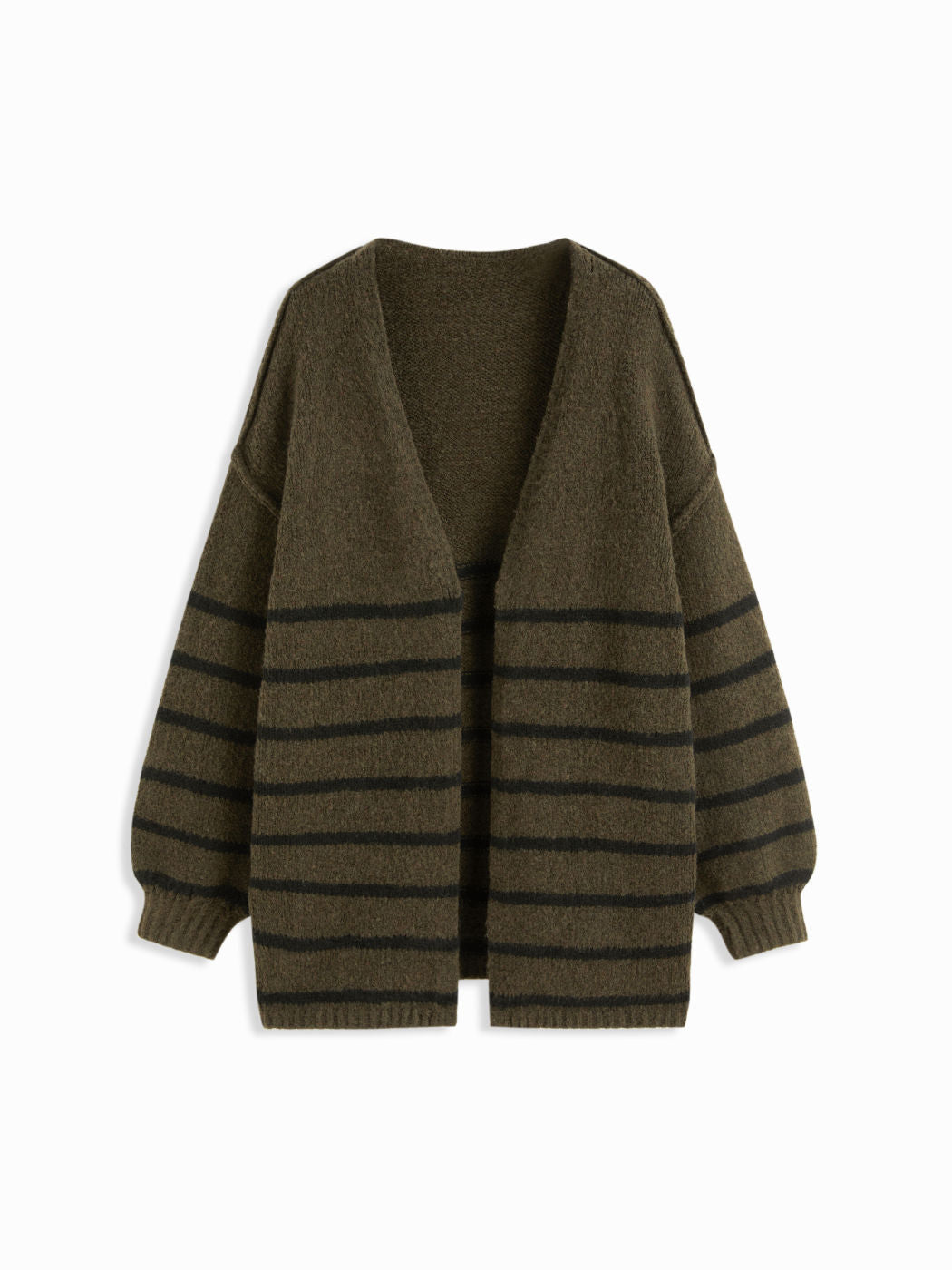Knit V-neck Striped Oversized Cardigan