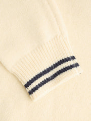 Knit Polo V-neck Long Sleeve Contrasting Binding Oversized Sweater