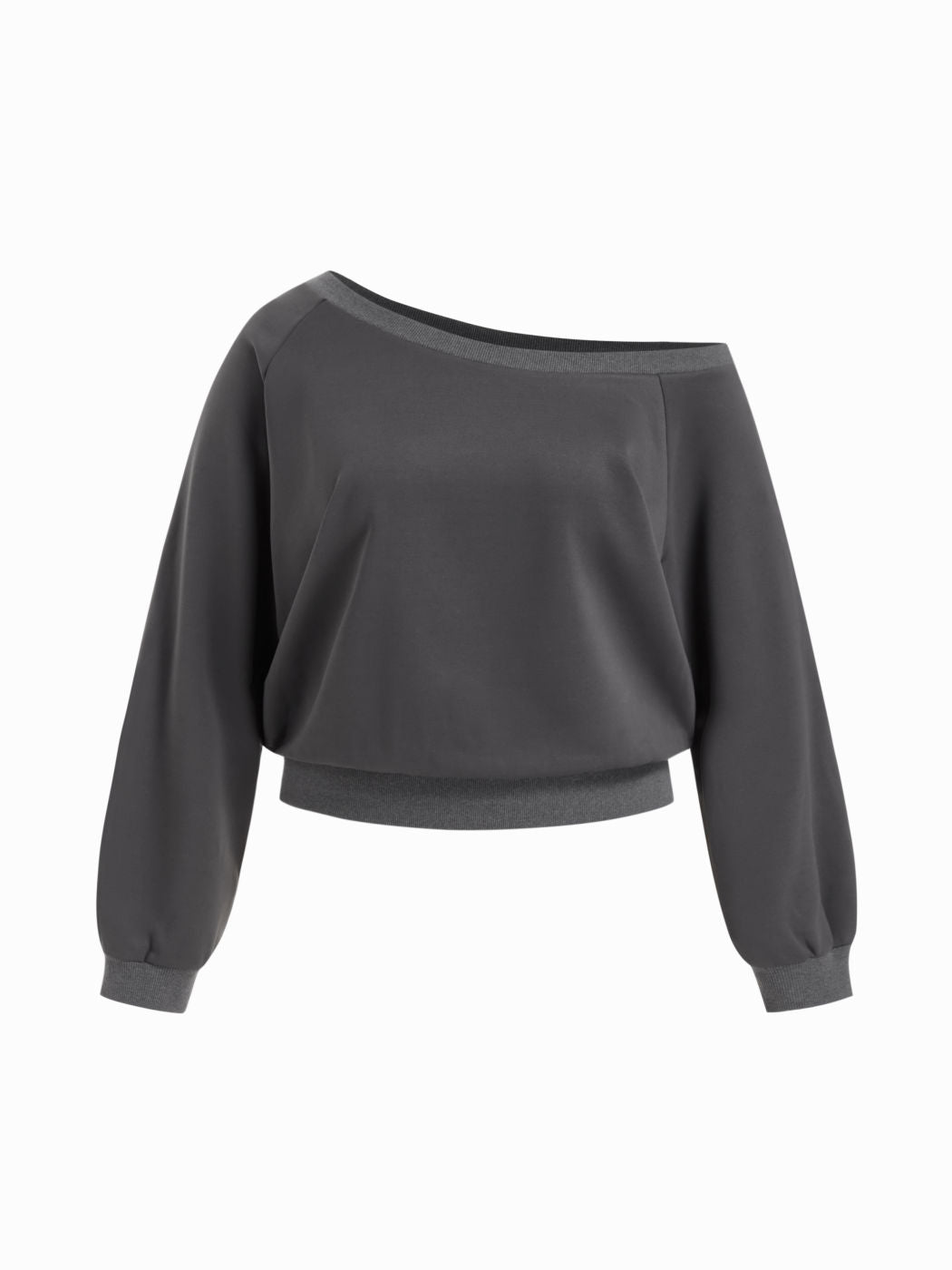 Cotton-blend Asymmetrical Neck Oversized Sweatshirt Curve & Plus
